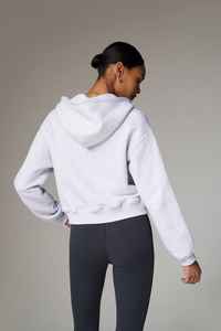 Wholesale <b>Grey</b> Marl <b>Women's</b> Pilates & Pinot Cropped Zip Through Hoodie Anti-Wrinkle Breathable Hoodies For <b>Woman</b> Zip Up Hoodie - Product Image 4