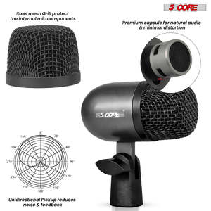 ไมโครโฟน 5Core Tom Snare Mic แบบไดนามิกคาร์ดิออยด์สำหรับชุดกลอง เครื่องดนตรีประเภทเพอร์คัชชัน สีดำ - Product Image 2