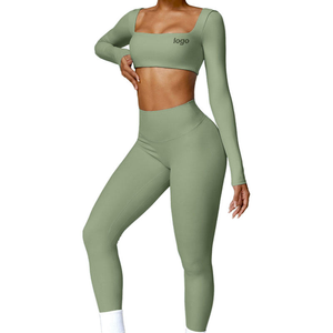 À manches longues Yoga deux pièces ensemble femmes Gym Fitness femme sport femmes deux pièces ensembles d'entraînement ensembles de Fitness pour la salle de sport - Product Image 3