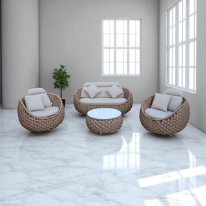 Ensemble de meubles de patio extérieur en ROSF-036 de rotin poly sièges en forme de lune en faux osier asiatique pour terrasse de jardin pour salon Villa - Product Image 5