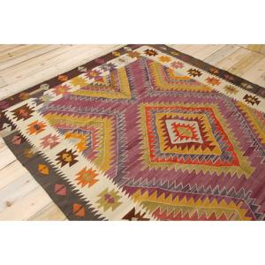Tapis turc 6,3x9,4 pi (193x285 cm), tapis vintage violet style sud-ouest - Product Image 4