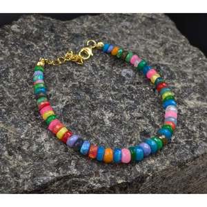Multi-Color 18K Gold Filled Ethiopian <b>Opal</b> <b>Bracelet</b> Disco <b>Opal</b> Beaded Bangles with Diamond Pearl Alloy Material for Parties - Product Image 1