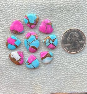 AAA + Haute Qualité 10pcs Petite Taille Barbe à Papa Kingman Turquoise Cabochon Pierres Précieuses Personnalisé Poli Naturel Lâche Rose Couleur - Product Image 2