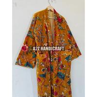 Peignoir de bain kimono en velours de coton à imprimé floral Cadeaux d'été pour ses robes de mariée et cadeaux de demoiselles d'honneur
