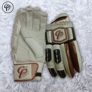 Gants de frappe de cricket en cuir PU légers, taille junior, blanc et marron, protection accrue, haute qualité, CP Sports Enormous - Product Image 4