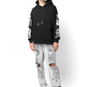 100% sudaderas con capucha bordadas orgánicas suéter de punto sudaderas con capucha para hombres suéter térmico de alta calidad sudaderas con capucha bordadas mezcladas de algodón - Product Image 2