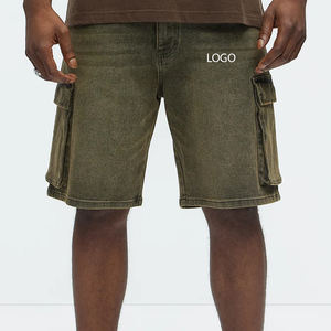 Shorts cargo en denim pour hommes, tissu en coton, prix bas pour les acheteurs en gros, vêtements décontractés, ajustables et respirants, matière décontractée - Product Image 1