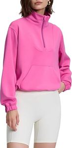 Sudadera con Capucha de Algodón 100% de 220 g/m², Estilo Holgado con Cuello Alto y Cierre de Cremallera de un Cuarto, Bolsillo Tipo Canguro, para Mujer, Superventas - Product Image 2