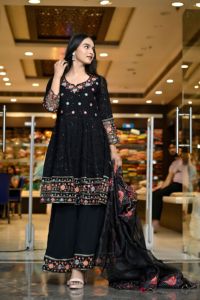 Salwar Kameez, Ropa Étnica para Mujer, Elegante y Casual, 100% Algodón, Cuello en V, Manga Larga, Bordado, Kurti, Conjunto de Vestido Anarkali - Product Image 4
