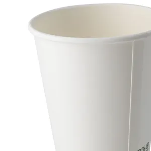 Gobelets à café recyclables 16 oz 400 ml Ø 90 mm blancs à paroi simple, bio-revêtement, extra grands pour boissons - 1000 pcs/carton - Product Image 4