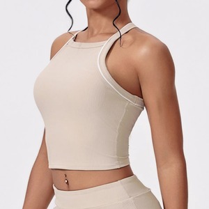 Camiseta sin Mangas para Yoga, Cuello en U, Estilo Casual, Color Sólido para Mujer - Product Image 5