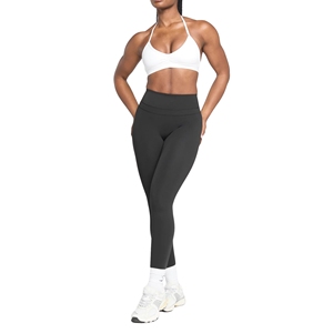 Women's Plus Size Simple <b>Halter</b> <b>Neck</b> <b>Sports</b> <b>Bra</b> Ruched Front Plunge V Open Back Yoga Gym Activewear Wirefree Light Support - Product Image 4