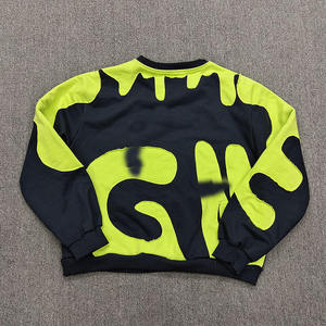 OEM Mens Boxy Fit <b>Sweatshirt</b> Spray Washed Terry Cotton Fur Sleeves Logo <b>Embroidery</b> - Product Image 2