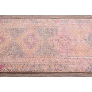 Tapis turc vintage patchwork 2,9x9,9 pieds, avec envers en latex écologique, en laine Herki rose - Product Image 4