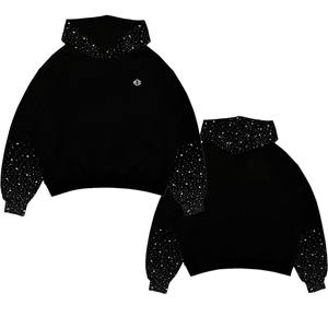 Sweat-shirt à capuche tendance pour homme avec strass, style streetwear, fermeture éclair, manches oversize, strass, sweat-shirt tendance OEM - Product Image 1