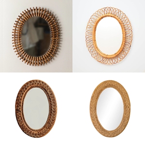 Tienphong Handicrafts - Natural Rattan Wall <b>Mirror</b>, Oval Decorative <b>Framed</b> Wall <b>Mirrors</b> for Home Livingroom Bedroom Hotel - Product Image 5