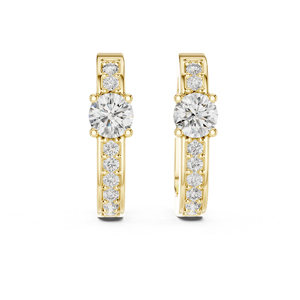 Boucles d'oreilles pendantes rondes en diamant pour tous les jours, or blanc 14 carats, bijoux minimalistes pour femmes, luxe certifié, élégantes, fines, cadeau - Product Image 2