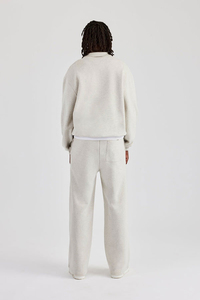 Ensemble de survêtement unisexe beige surdimensionné personnalisé avec logo, 100 % coton molletonné, haute qualité, sweat-shirt à capuche zippé ample et pantalon de survêtement vierge - Product Image 2