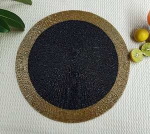 Black Gold Beaded <b>Placemats</b> <b>for</b> Dining <b>Table</b>, Luxury Handmade Black Gold Beaded <b>Placemats</b>, Handmade <b>Placemat</b> Boho, - Product Image 5