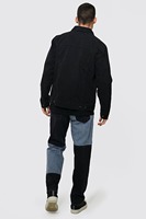 Nueva Chaqueta Vaquera de Mezclilla Negra Casual para Hombre, 100% Algodón Lavado con Diseño de Puntos, Cuello Alto, Ecológica, Bordada y Reversible