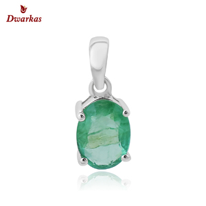 Manufacturer Custom Design 925 Sterling Silver Lab Grown Emerald Gemstone Pendant Necklace - Product Image 1
