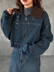 Veste en jean courte pour femme, design color block de haute qualité, dernière collection, best-seller, prix abordable, confortable - Product Image 3