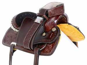 Selle de cheval de course en cuir Western Barrel avec main classique | Conception usinée, disponible en plusieurs couleurs et tailles - Product Image 6
