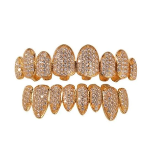 Juego completo de grillz dentales de plata 925 para hombre, con 20 dientes de moissanita, pavé personalizado, joyería bucal estilo Hip Hop, regalo de lujo - Product Image 4