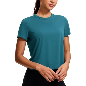 การออกแบบที่กําหนดเองคุณภาพสูงระบายอากาศโพลีเอสเตอร์ผู้หญิงเสื้อ T Crop / ผ้าฝ้ายหลายสีหลวมติดตั้งผู้หญิงเสื้อ T Crop Top - Product Image 1