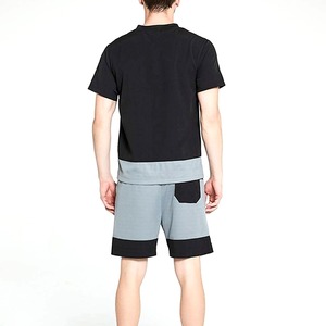 ชุดกีฬาออกกำลังกายของผู้ชายกางเกงขาสั้นสองชิ้นสีพื้นลำลองชุดวอร์มสำหรับฤดูร้อนพิมพ์โลโก้ได้ตามต้องการ - Product Image 3