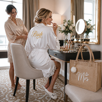 Ensemble de préparation de mariage élégant et luxueux fait main, avec impression par transfert thermique, tout ce dont la mariée a besoin pour le matin de son mariage