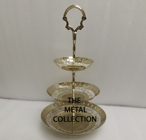 Newest Design 3 <b>Tiers</b> <b>Cake</b> Serving <b>Stand</b> for Wedding Fruit Cupcake Serving Tray Golden Color Brass Serving <b>Cake</b> <b>Stand</b> for Events - Product Image 3