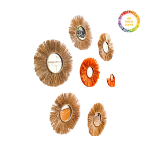 Miroir en rotin Boho fait à la main, style tissé élégant pour chambre à coucher - Product Image 3