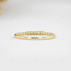Minimalista 10K 14K 18K oro amarillo sólido media eternidad mujeres laboratorio cultivado anillos de diamantes anillo a juego con cuentas diseñador apilamiento banda - Product Image 6
