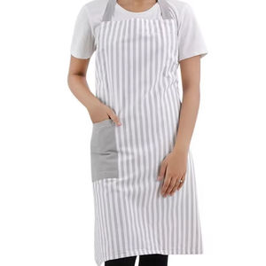 100% Cotton Yarn-Dyed Bib <b>Apron</b> Grey Waist Bib Food Cooking Salon Barber <b>Garden</b> BBQ PE LDPE PU PVC Denim Fabric Polyester - Product Image 1