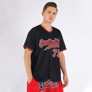 Vêtements de sport en jersey de baseball noir rouge-blanc personnalisés authentiques avec des techniques imprimées - Product Image 2