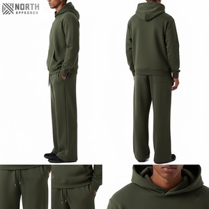 Conjunto de Chándal de Lujo Personalizable OEM con Capucha, Diseño Gráfico Vintage Desgastado, Sudadera con Capucha y Pantalones Acampanados de Tallas Grandes para Invierno - Product Image 3