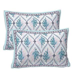Parure de lit double 3 pièces imprimée florale bleu turquoise avec 2 taies d'oreiller et drap plat pour usage domestique, fonction massage ADB1460 - Product Image 3