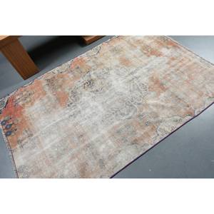 Alfombra de lana Vintage naranja y Beige de 4,5x6,7 pies, diseño clásico de pasillo rectangular de área grande turca para dormitorio con respaldo de látex - Product Image 2