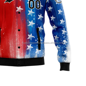 Chaqueta universitaria transpirable a prueba de viento de lana 100% personalizada para hombres de equipos modernos, ropa de grupo con cuello levantado a la moda, bordado frontal - Product Image 6
