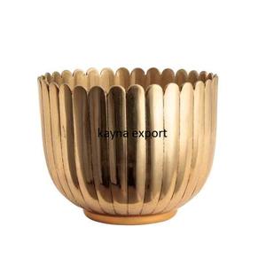 Jardinière décorative en métal plaqué or, décoration martelée pour la maison et l'extérieur - Product Image 6