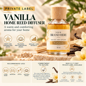 Diffusore di Aromi alla Vaniglia con Etichetta Privata 50ml |   Fragranza per la casa dolce e caramellata |   Produttore OEM Spagna - Product Image 3