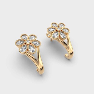 IGI Certified Lab Grown Pear & Round Diamond Flower <b>Drop</b> Earrings 14K Yellow / White / Rose Gold Floral Diamond Earrings - Product Image 3