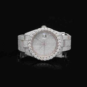 Reloj de Diamantes de Lujo Personalizado de Moda, Estilo Hip Hop, con Diamantes Cultivados en Laboratorio, Totalmente Cubierto de Diamantes, de Acero Inoxidable, Analógico, con Probador de Diamantes - Product Image 1