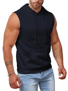 Sweat à capuche sans manches haute performance pour homme avec poches, idéal pour la gym et le fitness, personnalisable avec votre marque - Product Image 2