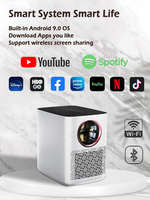 Projecteur tactile interactif 1080P 300ANSI, projecteur LED intelligent portable, prise en charge 4K, Android 9.0, mise au point automatique, utilisation éducative et de bureau