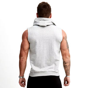 Custom Logo Top Quality Breathable Casual Fitness Tank Top Sport Wear <b>Sleeveless</b> Solid Color Pullover <b>Men</b> Gym <b>Hoodies</b> - Product Image 6