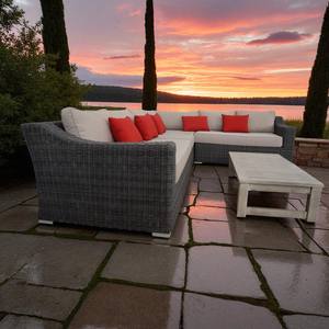 Juego de muebles de mimbre de imitación de mimbre De Poli ratán, gran patio al aire libre, asientos seccionales de ocio en forma de jardín, espacio al aire libre - Product Image 1