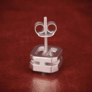 Fine Jewelry Bezel Setting DEF Color Asscher Cut Top Quality Lab grown Diamond 925 Silver Stud Earring Wholesale - Product Image 5
