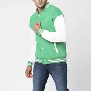 Veste universitaire en laine Melton pour hommes avec logo personnalisé OEM Veste universitaire en cuir Letterman en gros de tissu en toile à bas prix - Product Image 3